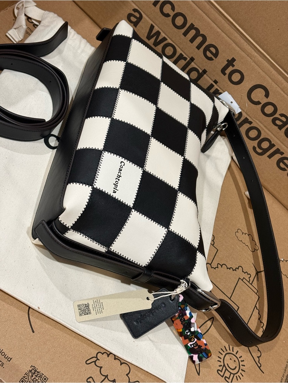 coach Alter/Ego Slouchy Shoulder Bag Black/Chalk CFI73 - Picture 9 of 11